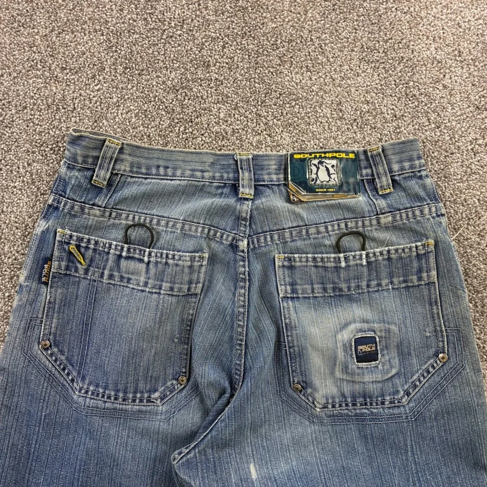 Vintage Y2K Southpole Jeans Mens 33L Baggy Distressed Blue Denim Skater Wide